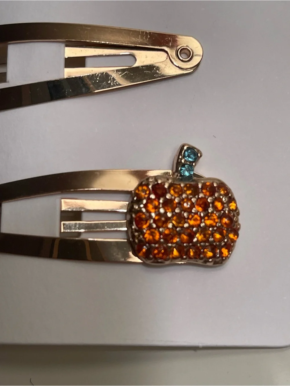 crewcuts Orange Pumpkin & Silver Rhinestone Ghost Hair Clips